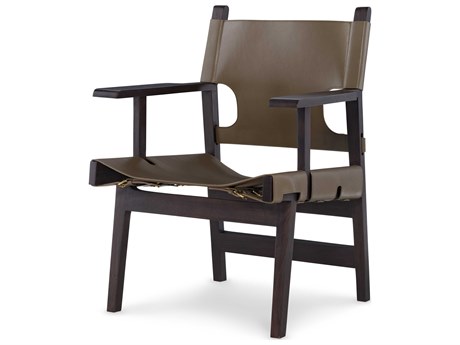Maitland Smith Brown Leather Accent Chair