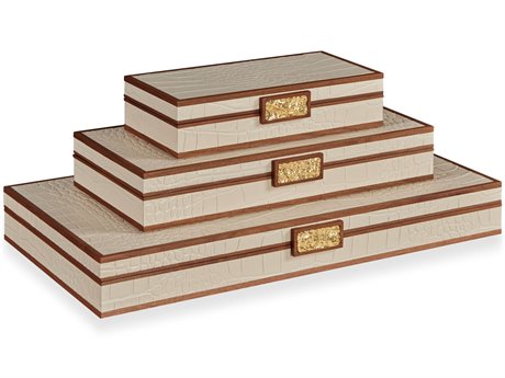 Maitland Smith Cream Jewelry Box Set of Three