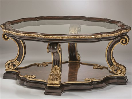 Maitland Smith Grand Traditions Glass Havana Aged Gold Cocktail Table