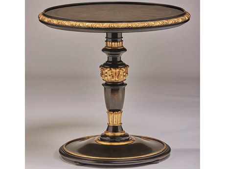 Maitland Smith Grand Traditions Round Wood Havana Aged Gold End Table