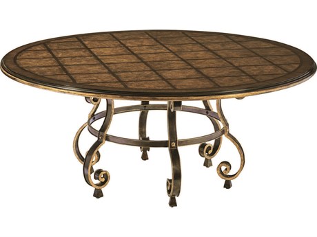 Maitland Smith Round Wood Aria Dining Table