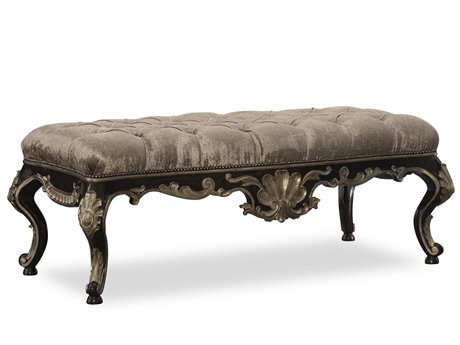 Maitland Smith Old World Orleans Brown Upholstered Accent Bench