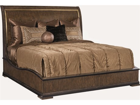 Maitland Smith Lyric Caviar Brown Cherry Wood King Sleigh Bed