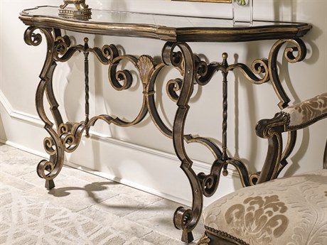 Maitland Smith Glass Aria Aged Gold Console Table