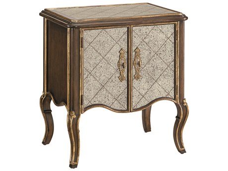 Maitland Smith Aria Brown Mahogany Wood Nightstand