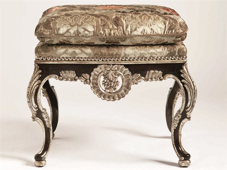 Maitland Smith Old World Orleans Versailles Black Upholstered Accent Bench
