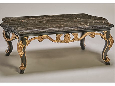 Maitland Smith Grand Traditions Rectangular Marble Bombay Venetian Gold Cocktail Table