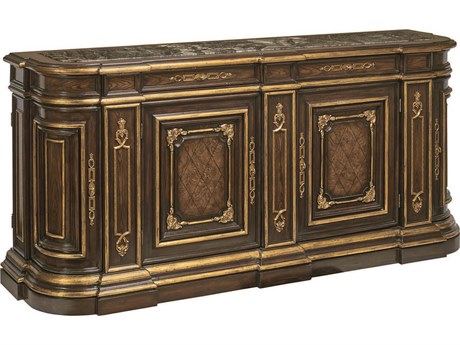 Maitland Smith Grand Traditions 93" Ash Wood Bombay Venetian Gold Credenza Sideboard