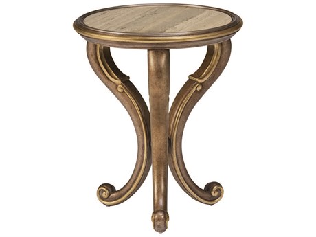 Maitland Smith Majorca Round Stone Pompeii End Table
