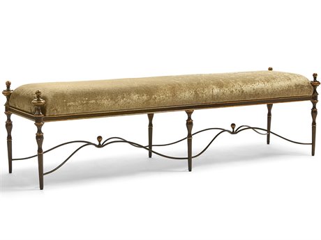 Maitland Smith Bronze Venetian Gold Upholstered Accent Bench