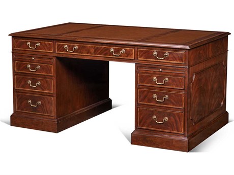 Maitland Smith Roosevelt Mahogany Brown Wood Executive Desk