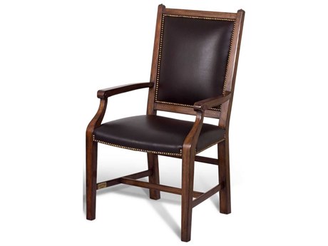 Maitland Smith Studio Leather Black Upholstered Arm Dining Chair