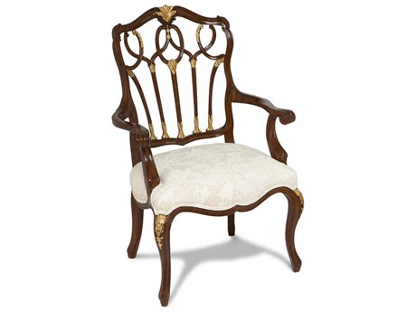 Maitland Smith Gothic Brown Upholstered Arm Dining Chair
