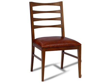 Maitland Smith Walter Leather Rosewood Brown Upholstered Side Dining Chair