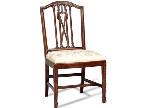 Maitland Smith Ox Mahogany Wood Brown Upholstered Side Dining Chair