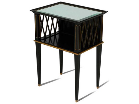 Maitland Smith Rectangular Mirror Noir Antiqued Gold End Table