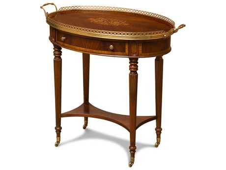 Maitland Smith Chess Tray Oval Wood Mahogany End Table