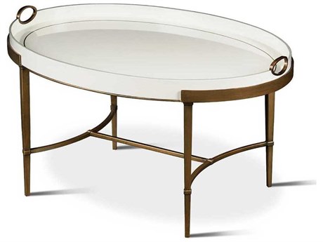 Maitland Smith Frost Oval Metal Antiqued Gold Iron Cremona Cocktail Table