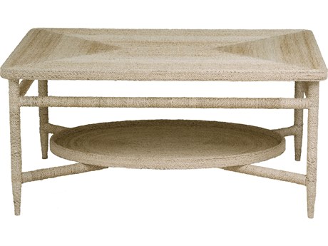 Maitland Smith Galleried Abaca Rectangular Natural Cocktail Table