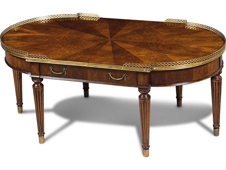 Maitland Smith Starboard Oval Wood Crown Walnut Cocktail Table