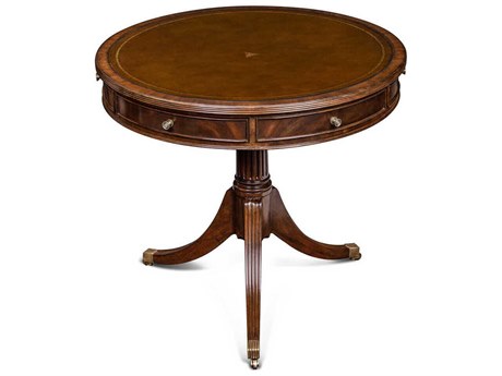 Maitland Smith Flank Round Wood Mahogany End Table