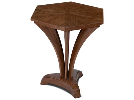 Maitland Smith Pointe Hexagon Wood Walnut End Table