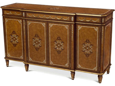 Maitland Smith Finneas 72" Myrtle Burl Gold Gilt Sideboard