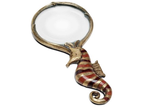 Maitland Smith Crackled Shell Seahorse Magnifying Glass