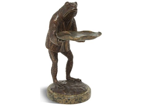 Maitland Smith Brown Patina Brass Fancy Frog Soap Dish