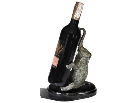 Maitland Smith Verdigris Brass Elephant Wine Bottle Holder