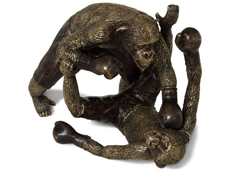 Maitland Smith Brass Sparring Chimpanzees Sculpture