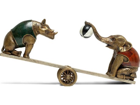 Maitland Smith Red / Green Circus See-Saw Sculpture