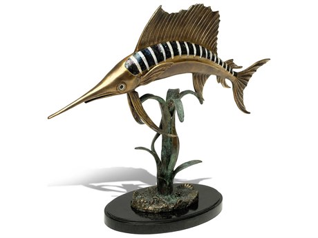 Maitland Smith Brass Mighty Sailfish Sculpture