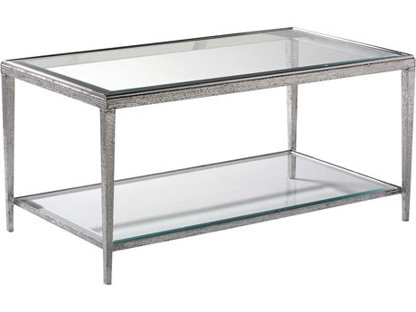 Maitland Smith Jinx Rectangular Glass Nickel Finished Cocktail Table