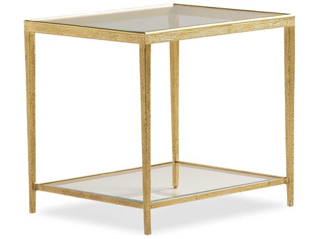 Maitland Smith Jinx Glass Brass End Table