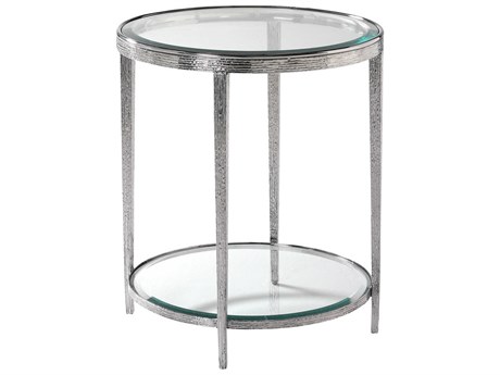 Maitland Smith Jinx Round Glass Nickel End Table