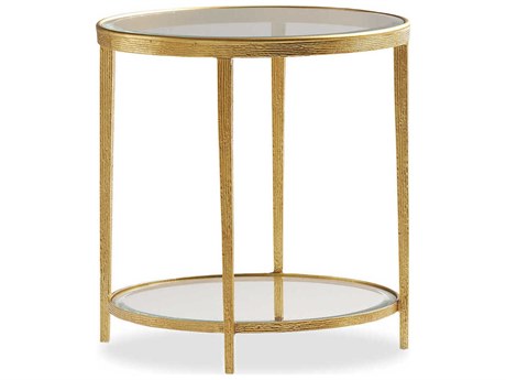 Maitland Smith Jinx Round Glass Brass End Table