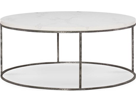 Maitland Smith Round Stone Burnished Antique Creme Coffee Table