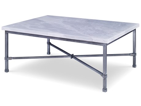 Maitland Smith League Rectangular Stone Blackened Steel Scagliola Cocktail Table