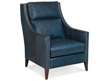 Maitland Smith Pryor Blue Leather Accent Chair