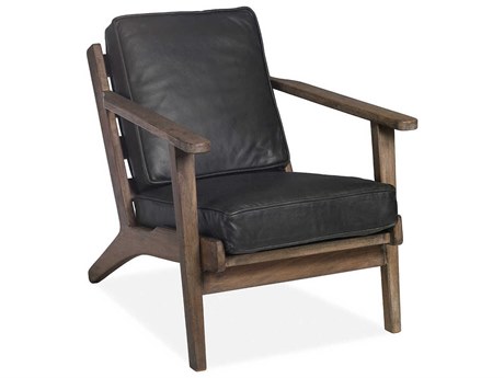 Maitland Smith Ezra Black Leather Accent Chair