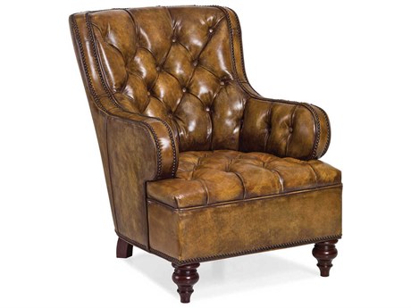 Maitland Smith Piper Brown Leather Accent Chair