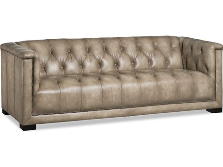 Maitland Smith Dobbs Lola Wheat Beige Leather Sofa
