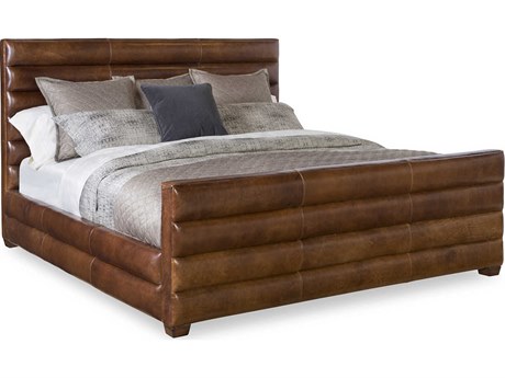 Maitland Smith Ollie Laredo Mocha Brown Upholstered King Panel Bed