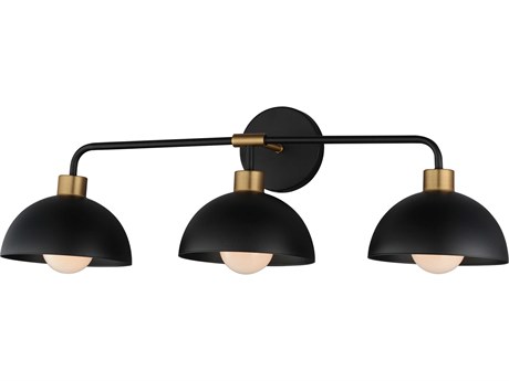 Maxim Lighting Thelonious 3-Light Black Natural Aged Brass Vanity Light