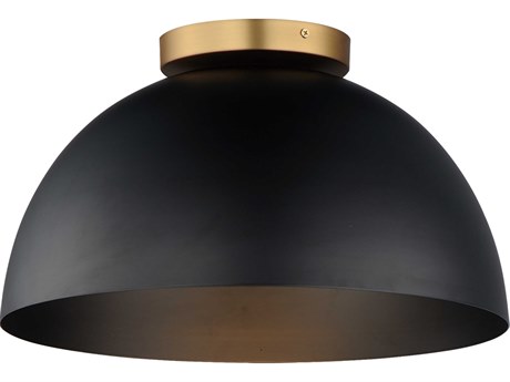 Maxim Lighting Thelonious 1-Light Black Natural Aged Brass Dome Flush Mount