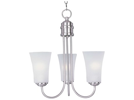 Maxim Lighting Logan 3-Light Satin Nickel Glass Bell Chandelier