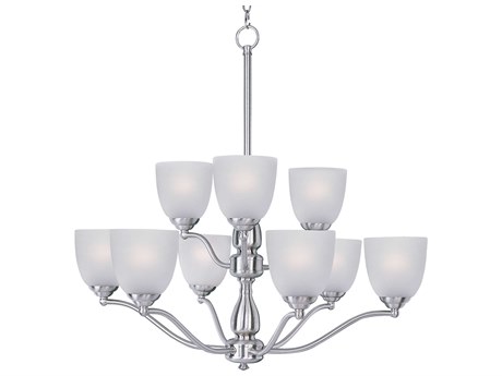 Maxim Lighting Stefan 9-Light Satin Nickel Glass Bell Tiered Chandelier