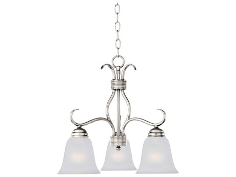 Maxim Lighting Basix 3-Light Satin Nickel Glass Bell Chandelier