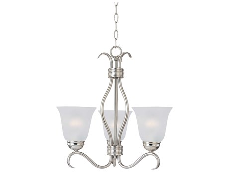 Maxim Lighting Basix 3-Light Satin Nickel Glass Bell Chandelier